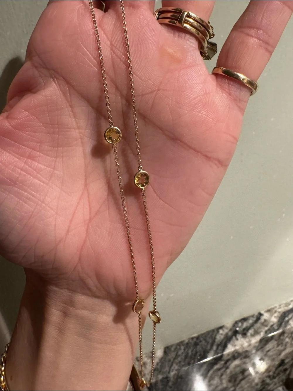 * FLASH SALE * 14 KT • Gold • Citrine Bezel Station Necklace